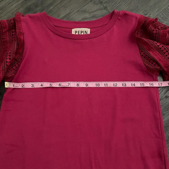 Anthropologie Burgundy Flutter Sleeve Blouse - Picture 4 of 6